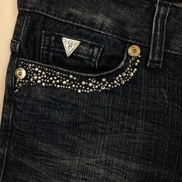 Vintage Guess Daredevil Rhinestone Bootcut Jeans Size 27 - Picture 3 of 8